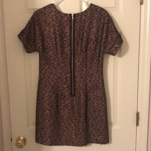 Metallic Rose Gold Tweed Shift Dress